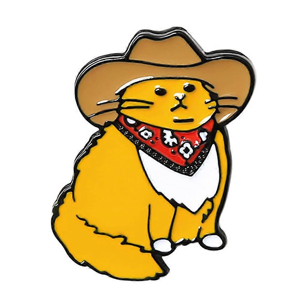 Japan and South Korea Creative Trend Animal Cartoon Western Cowboy Cat Brooch Accessories Pin B, Metal