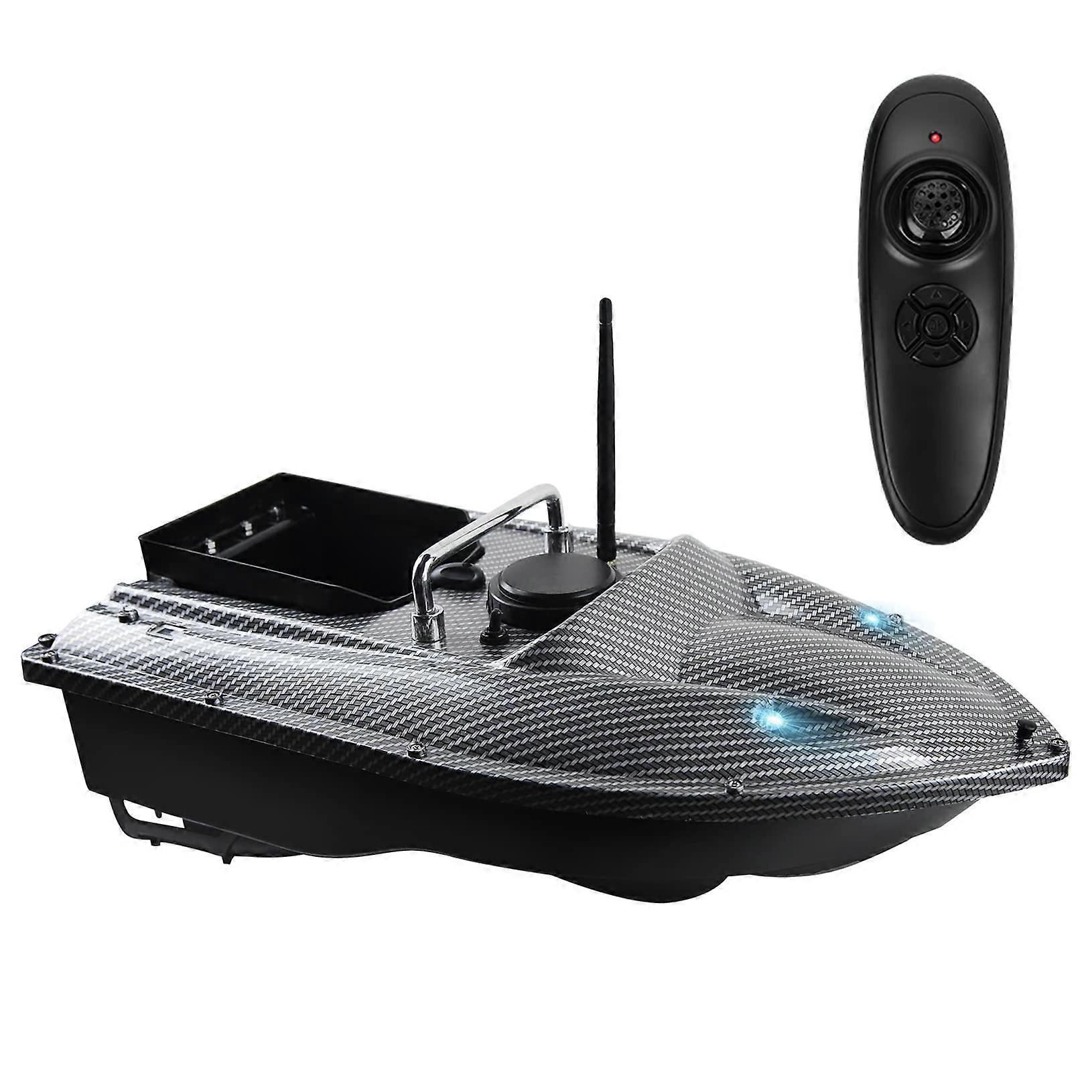 Fishing RC Bait Boat with Fish Finder and LED Navigator Light, Black Color, Remote Control, Durable Design