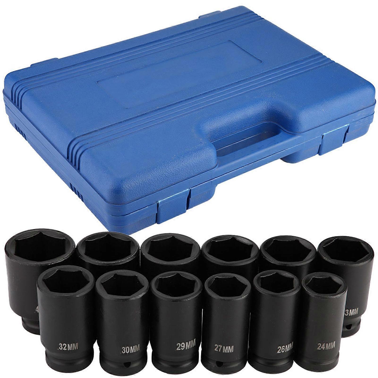 5Pcs 12 Point Axle Hub Nut Socket Sleeve Sets Metric Deep Impact for 1/2In Drive Ratchet