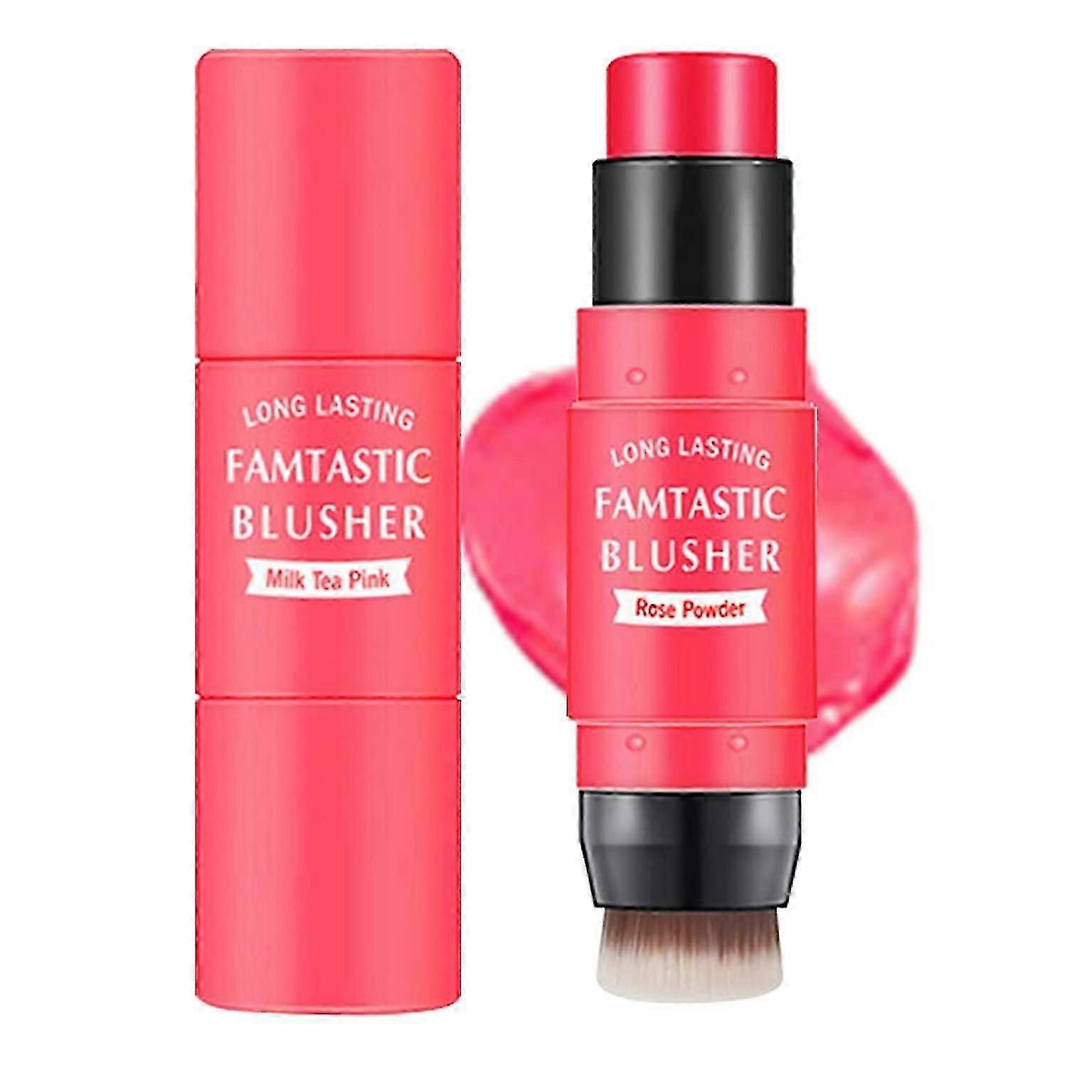 3 in 1 Cheek Blush & Lip Tint & Eyeshadow Creamy Blush Stick for Cheeks & Lips with Brush, Highlighter, Bronzer Pen