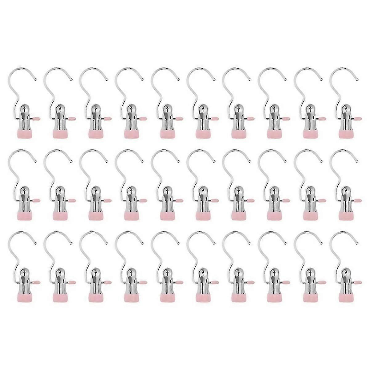 For Laundry Hooks Hanging Clip Clothes,hat Pants Towel Pink 30pc