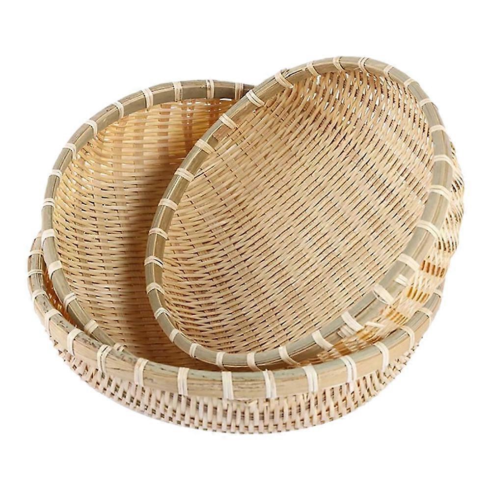 Vegetable Baskets For Kitchen Bamboo Weaving Basket Storage Home Organization Square 3Pcs