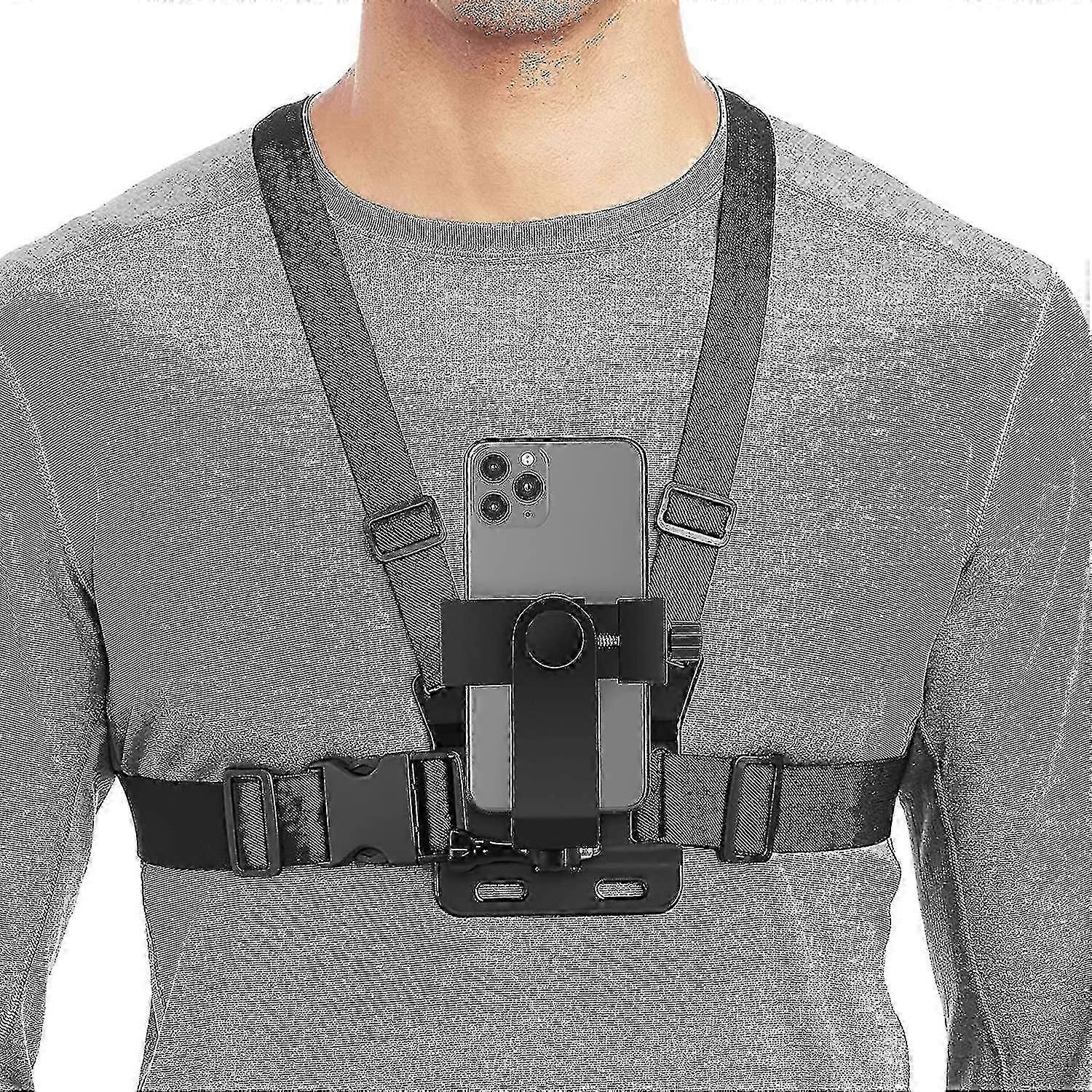 טלפון נייד רצועת חזה הר GoPro מחזיק רתמת חזה עבור VLOG / POV, iPhone, סמסונג, כוונון מצלמה 5-10 ס"מ