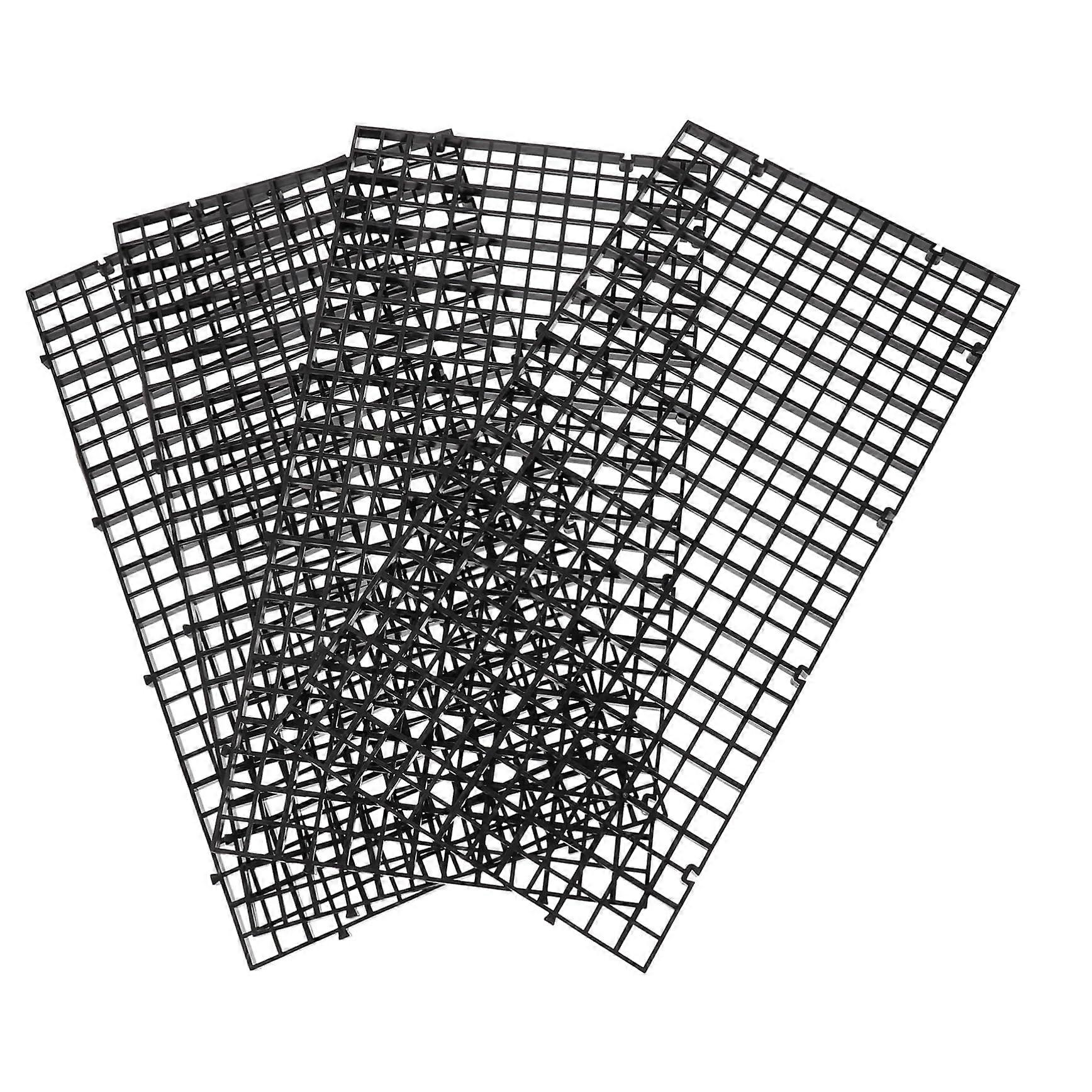 Pack of 4 Bottom Filter Plate for Aquariums, Fish Net Media, Swimming Pool Holder, PP Black