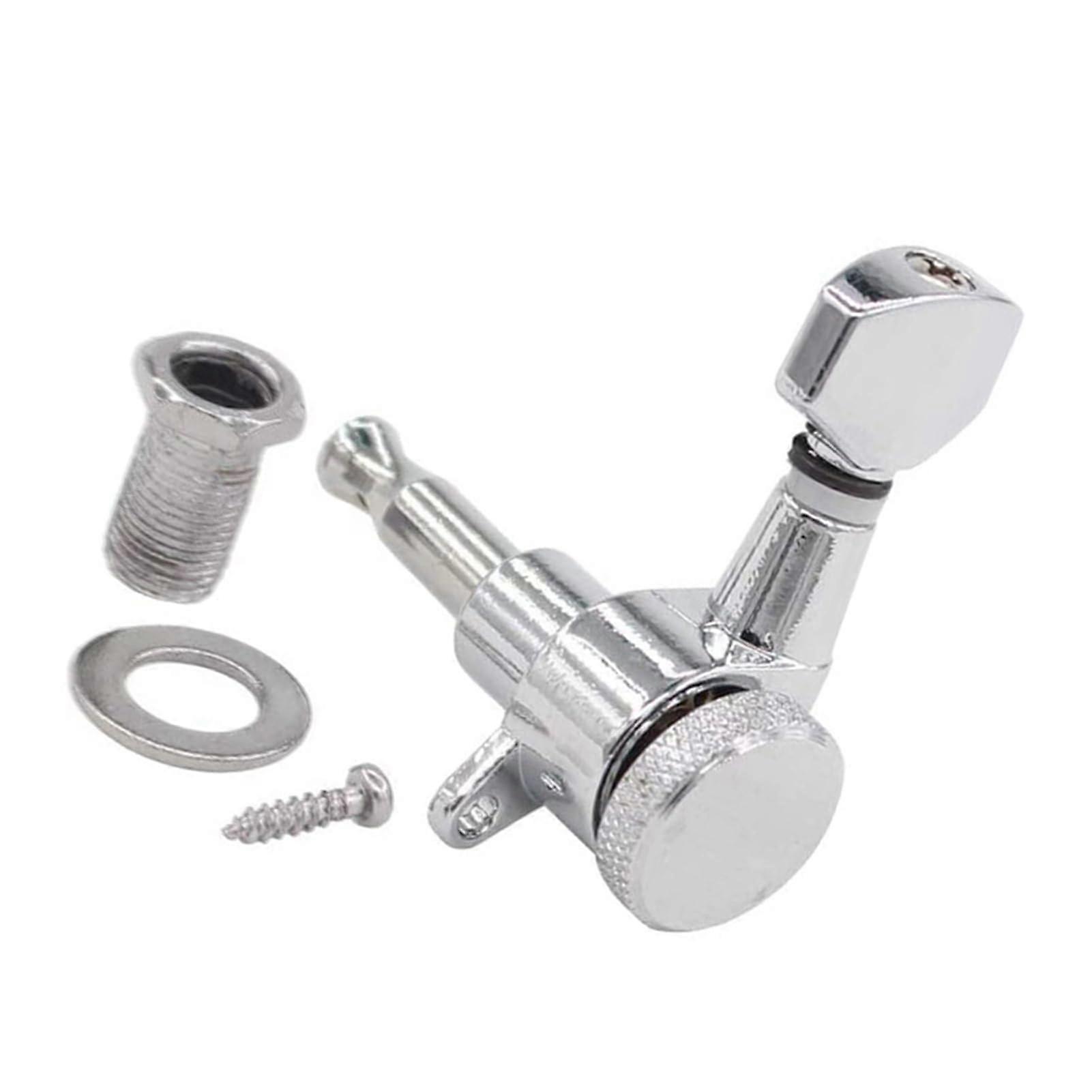 6 Left Inline Electric Guitar Tuning Pegs, ED Locking Tuners, Chrome Plated