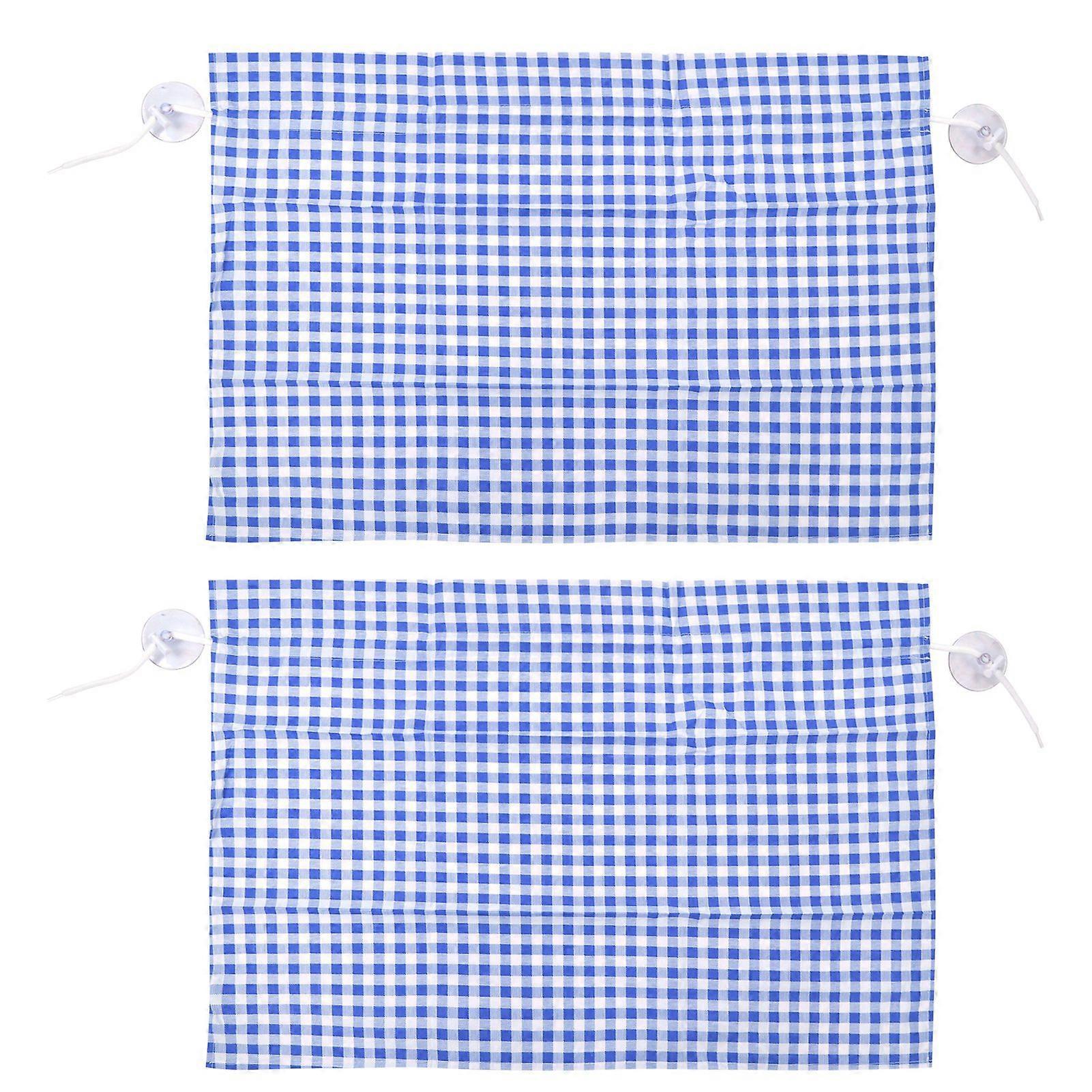 2Pcs Grid Design Anti Ultraviolet Car Curtain Side Car Window Sun Shade with Suction Cup