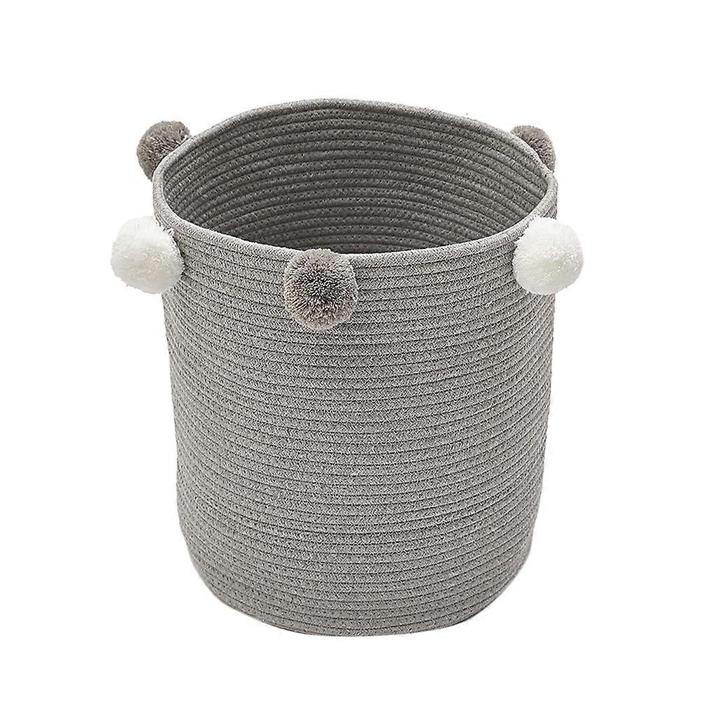 Laundry Bucket Round Storage Container for Storage Light Grey Cotton Hamper