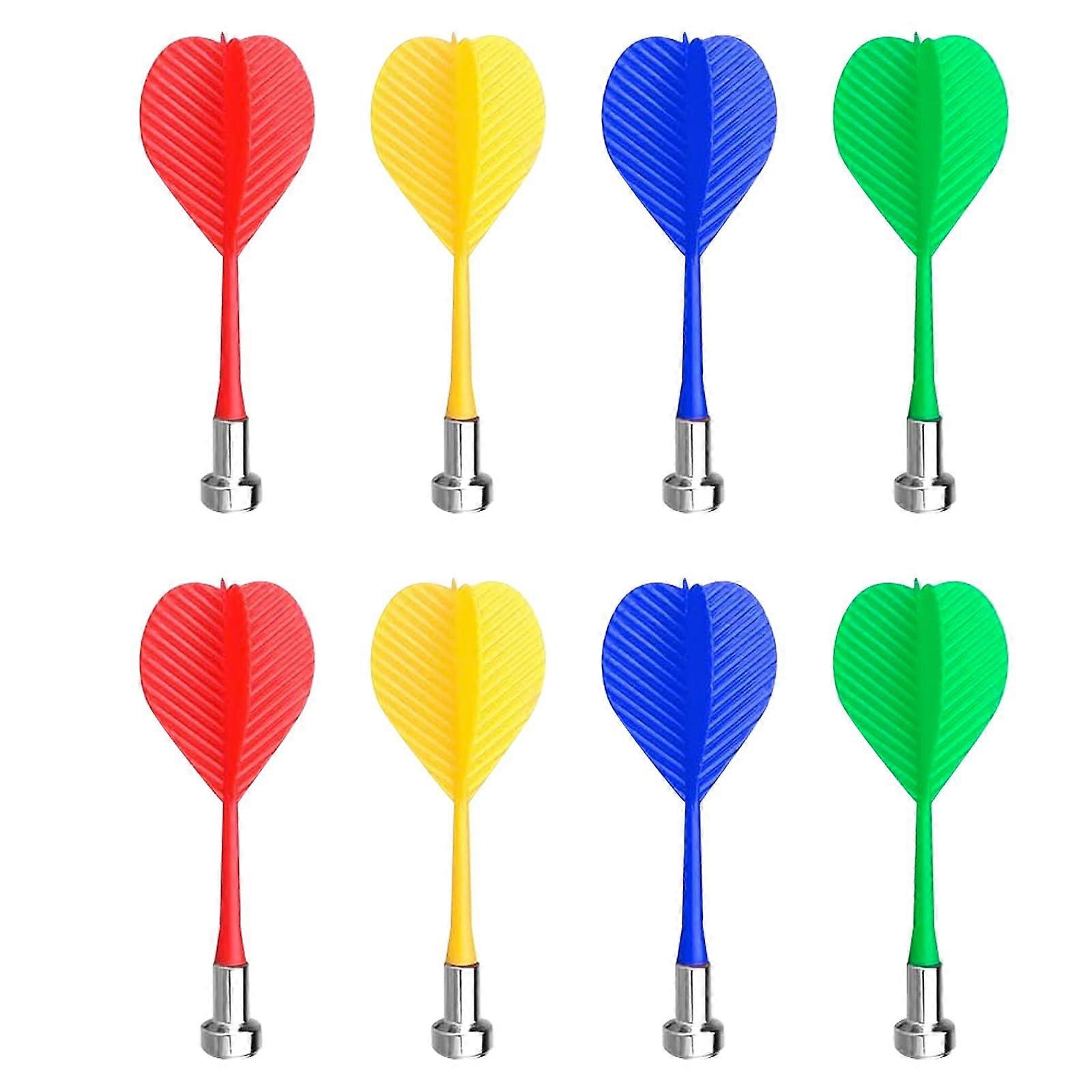Pack of 8 Magnetic Darts for Indoor Games, Soft Safety Replacement Arrows in 4 Colors: Green, Red, Yellow, Blue