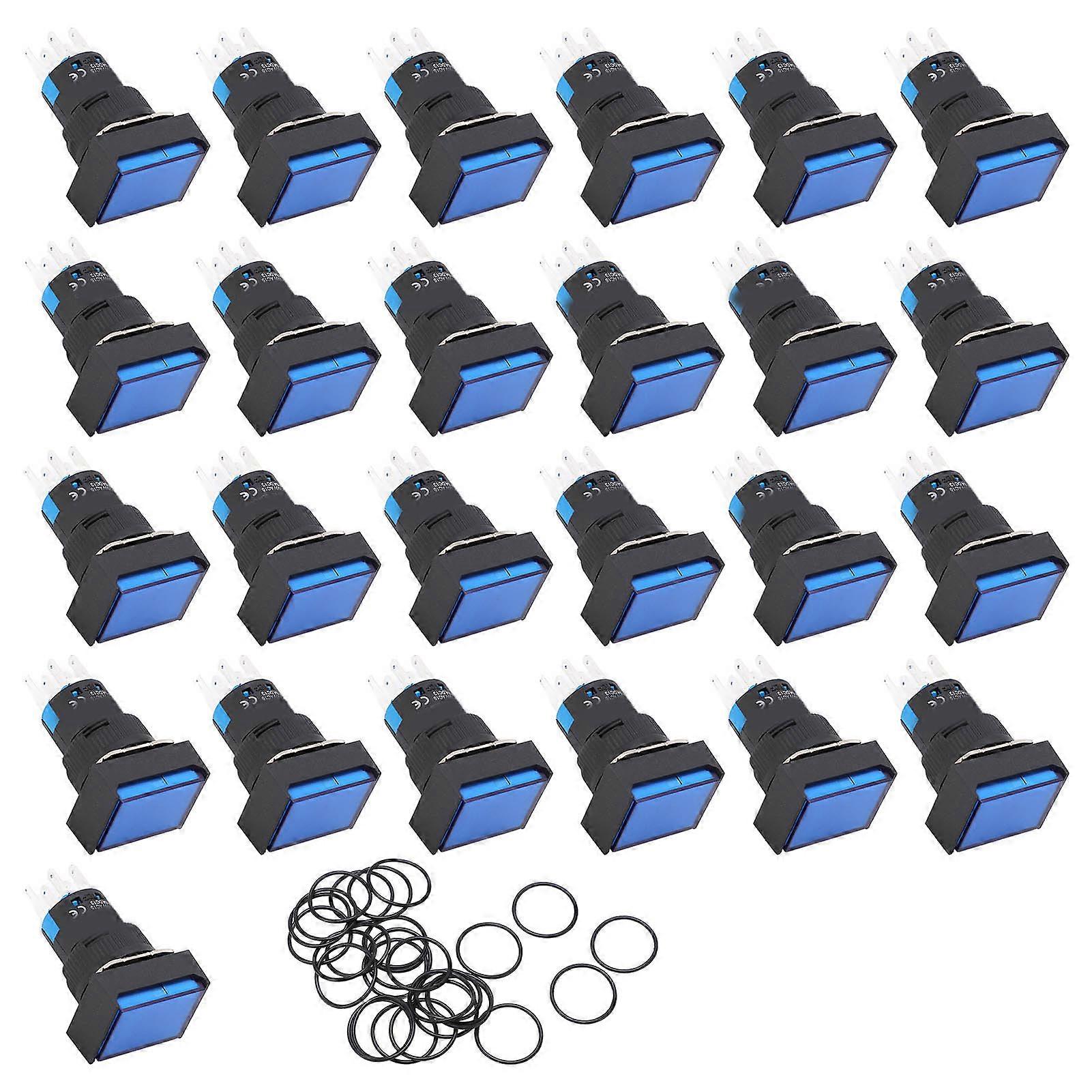 25PCS Momentary Rectangular Push Switch ABS Industrial Equipment Button Switch with Light Indicator AC220V