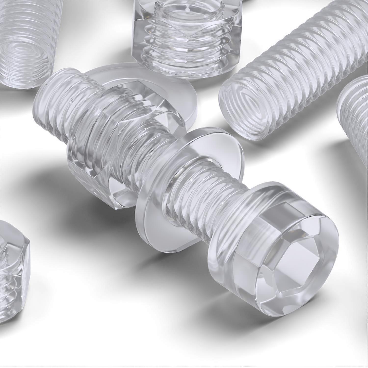 50x Polycarbonate, Socket Head, M5 x 20mm, Plastic Bolts, Nuts & Washers - Screws