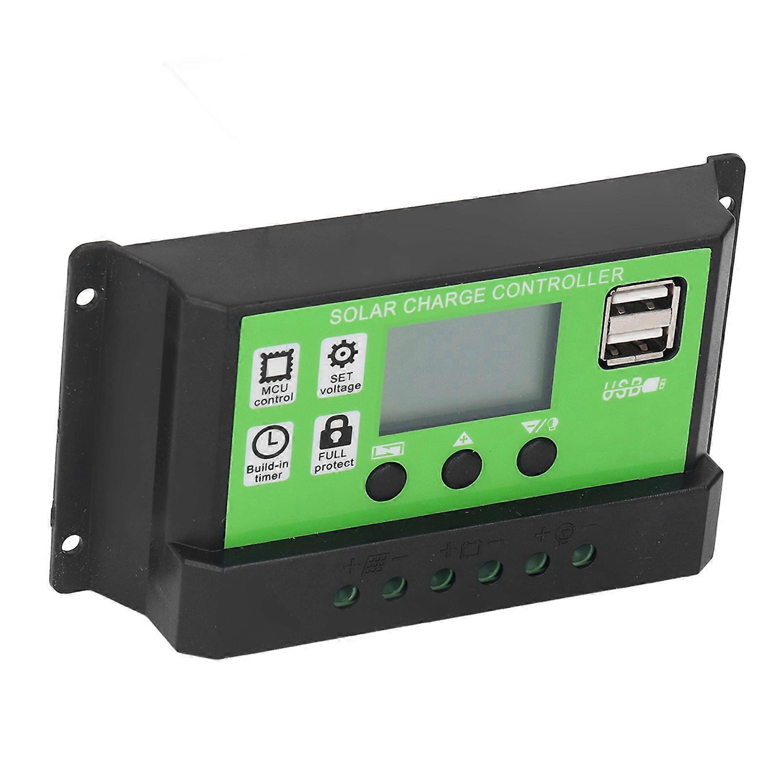 Solar Charge Controller Adjustable Parameter Intelligent Solar Panel Charge Battery Regulator with LCD Display 12V 24V Adaptive 20A 
