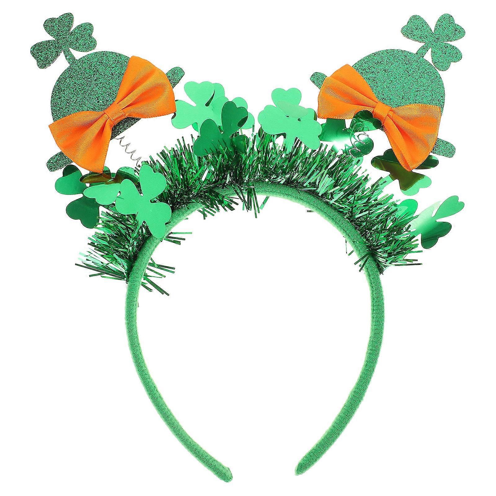 St Patricks Day Headwear Shamrock Headbands Green Bow Shape Irish Festival Style 22.00X22.00X9.00CM 1Pack