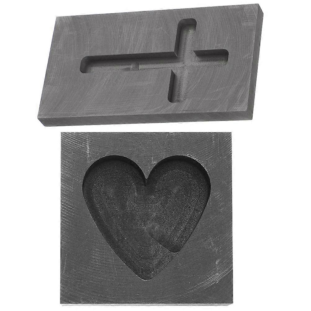 Graphite Mold for DIY Use Sturdy and Durable Cross and Heart Shapes Black Color 2 pcs