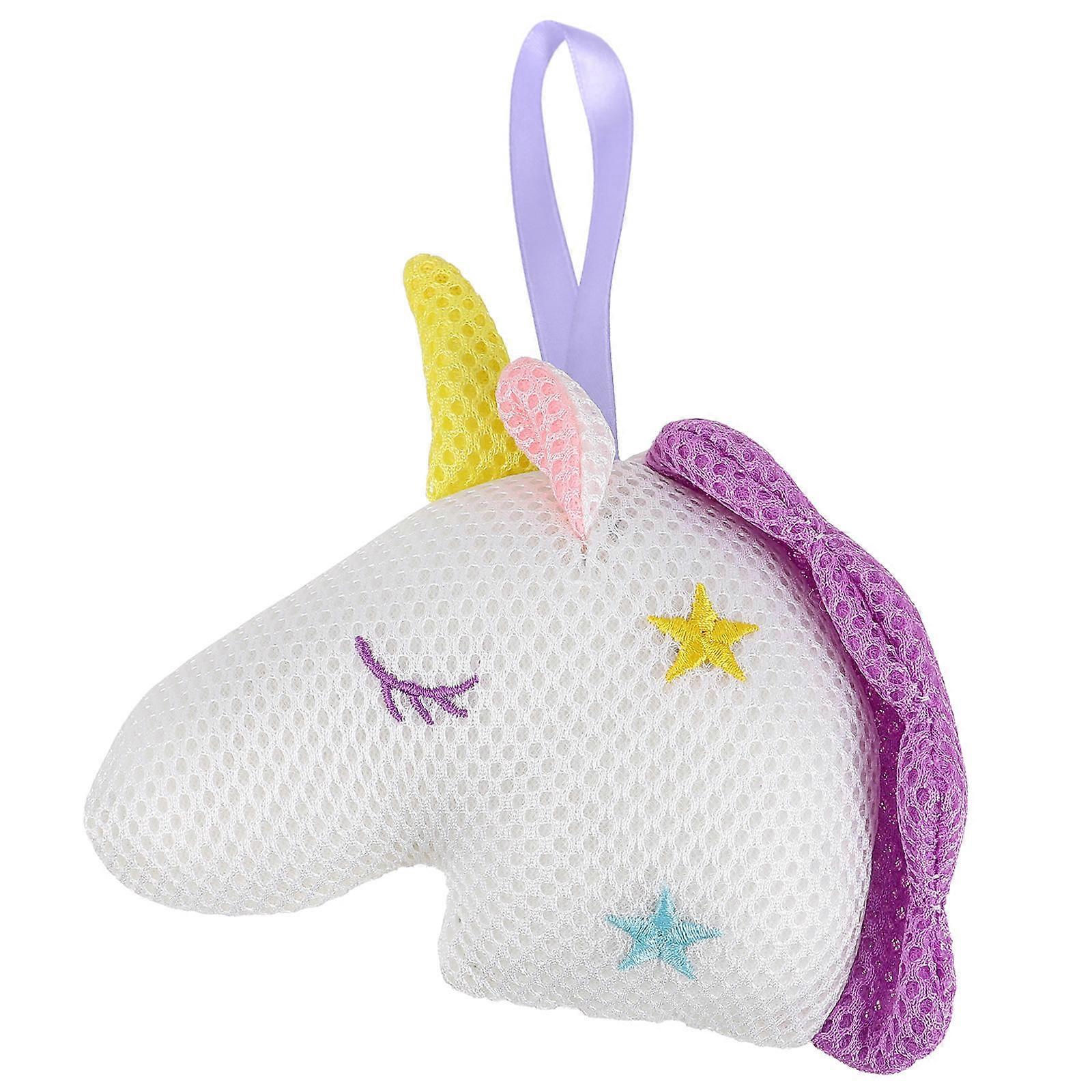 Unicorn Bath Shower Ball Sponge Exfoliating Mesh Bath Brush for Deep Skin Cleaning and Relaxation for Adults White