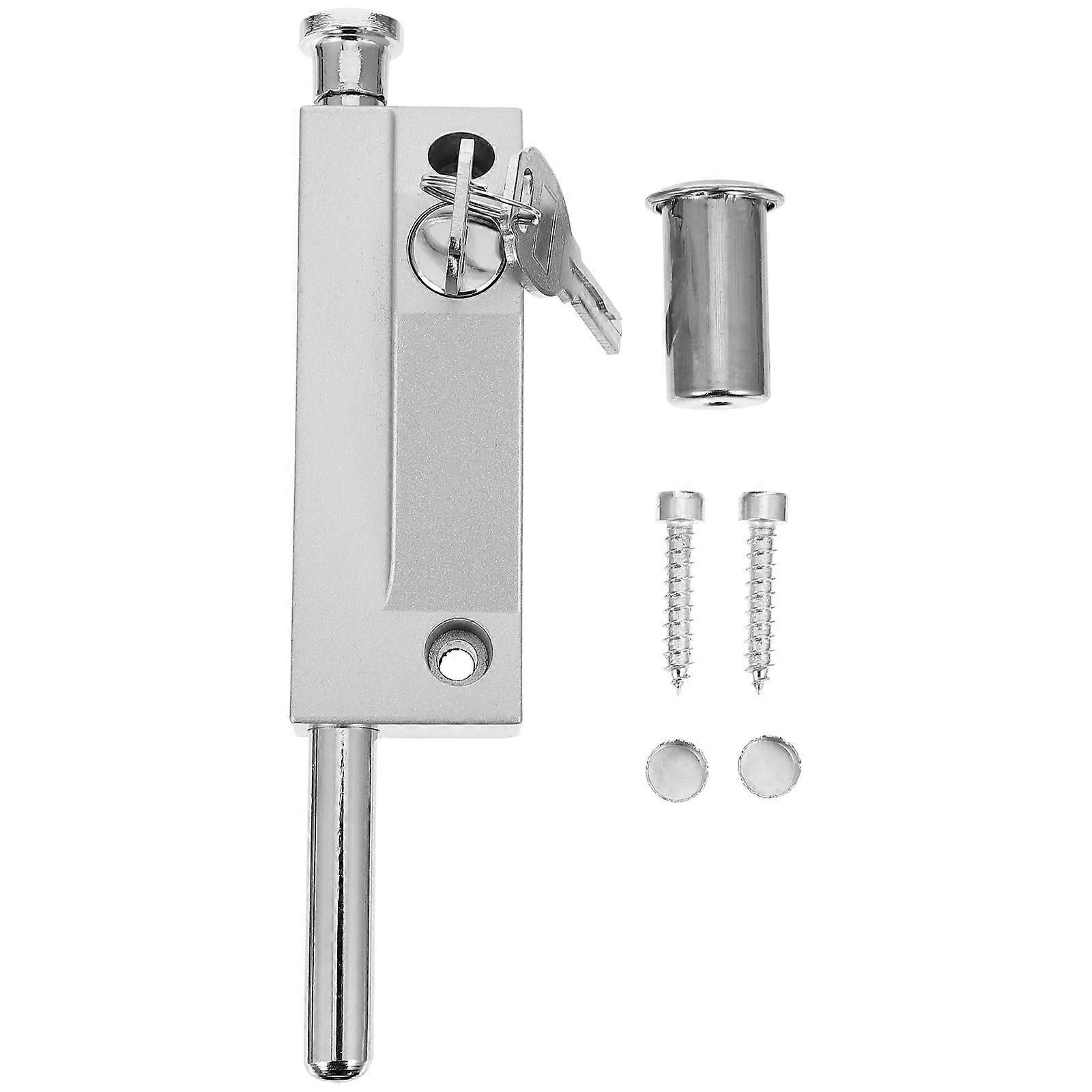 Door Lock Slide Zinc Alloy Spring Loaded Slide Lock Auto Rotation Key Operated 7.3×1.6×1.4in 1Pcs