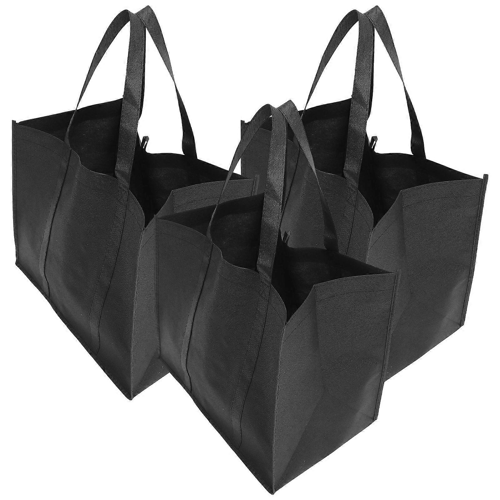 3pcs Large Reusable Grocery Tote Bags Portable Stand Up Bottom Shopping Bags