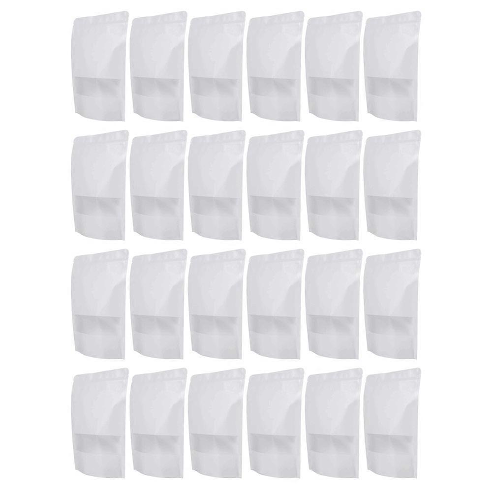 50pcs Transparent Window Kraft Paper Self Sealing Food Packaging Bags, Moisture Resistant Snack Storage Pouches with Edges for Nuts, Candies,