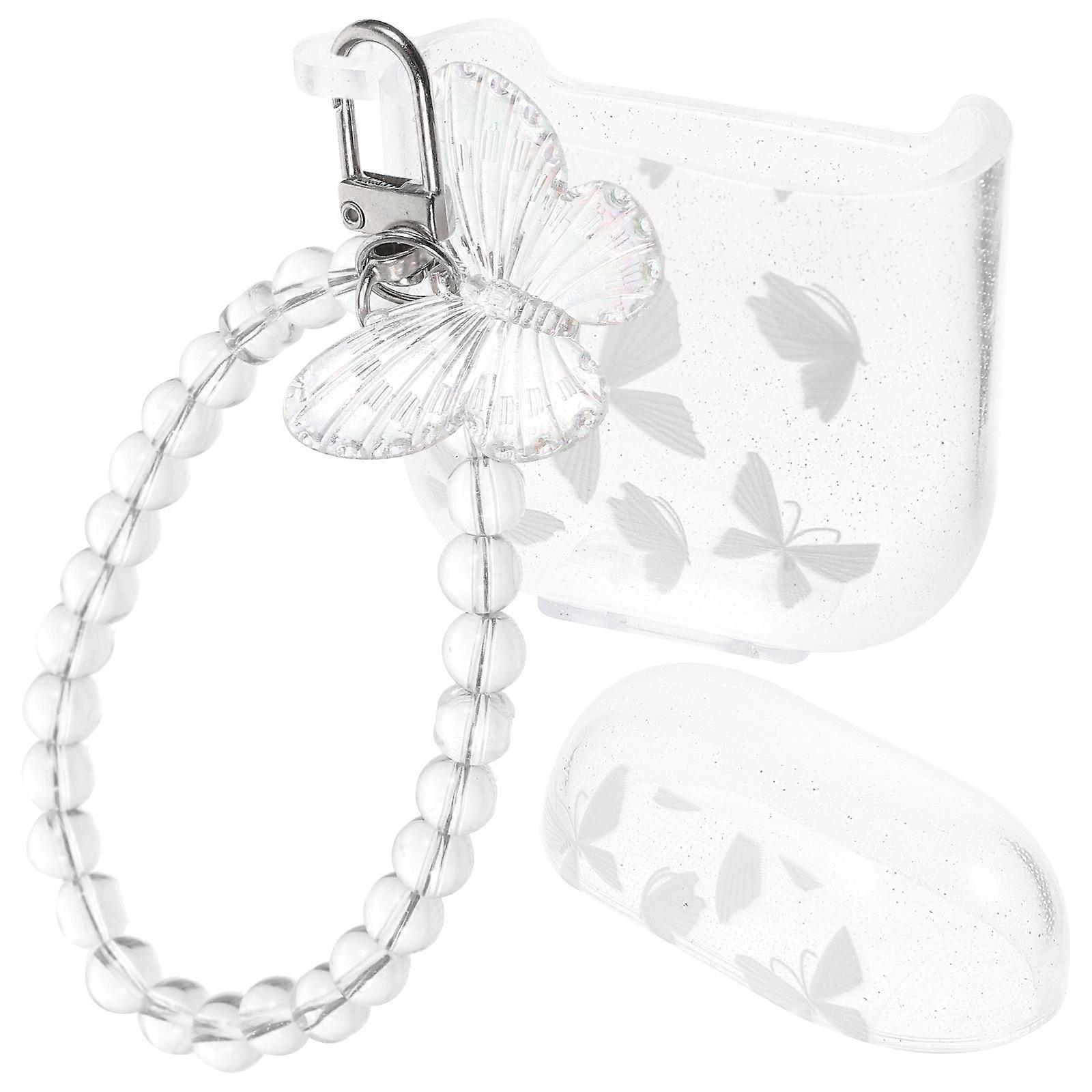 Stylish Butterfly Beaded Portable Earbud Case with Wristlet Keychain – Durable Protective Cover for Easy Carrying, Compatible with Airpods