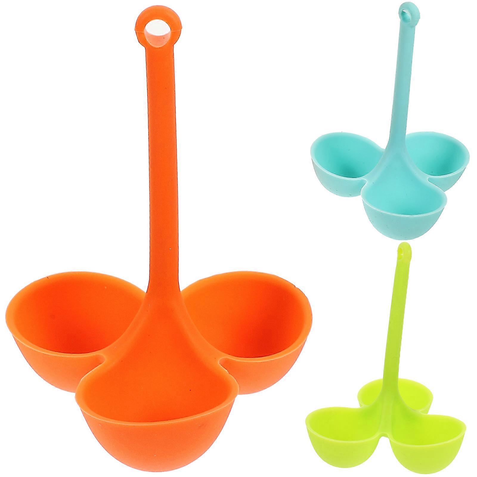 3 Pcs Three Grid Silicone Egg Holder Poaching Boiling Cooker Pot Steam Rack for Stovetop Kitchen Random Color