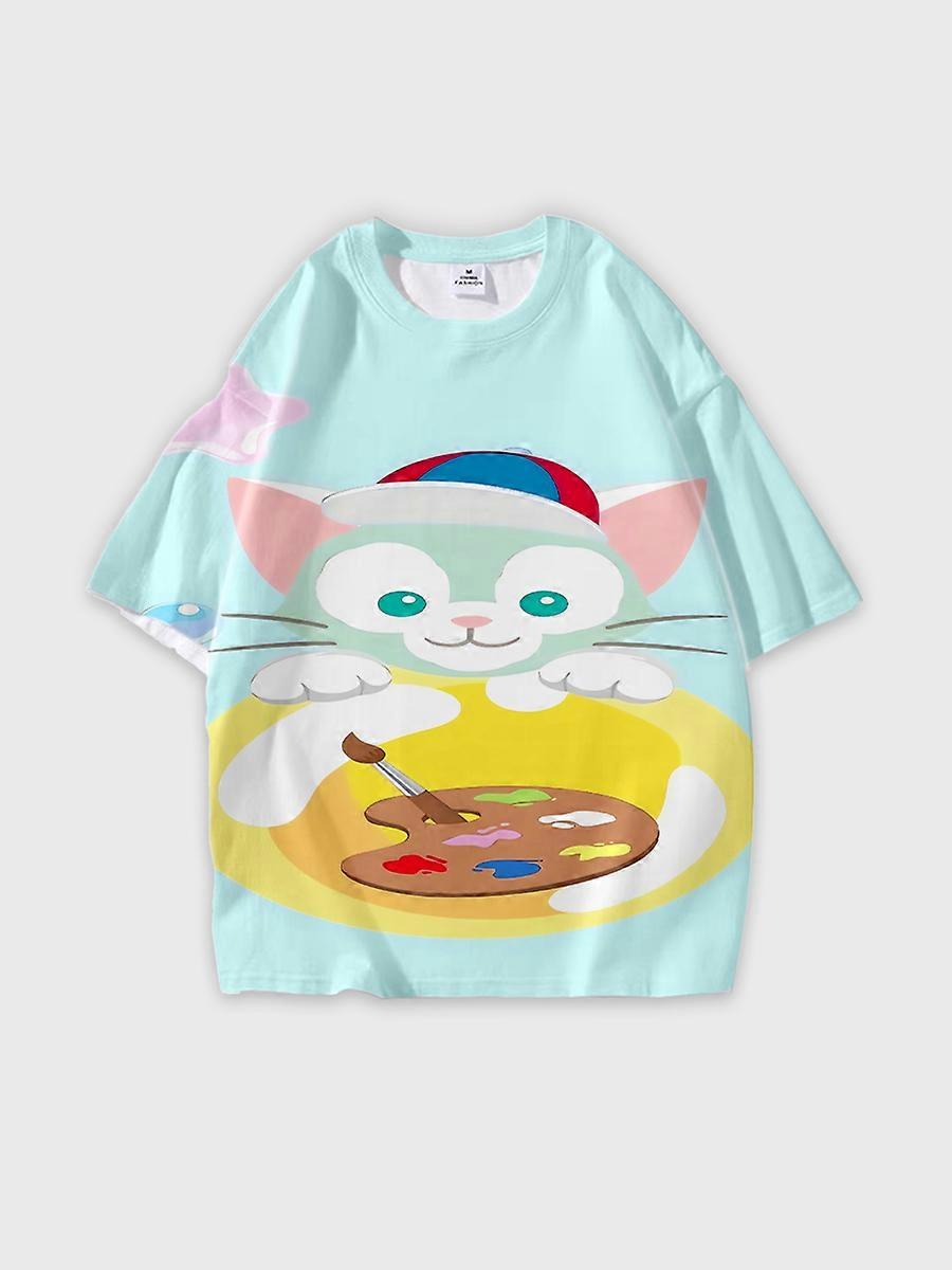 T-shirt round neck Role Pattern loose short sleeve J34