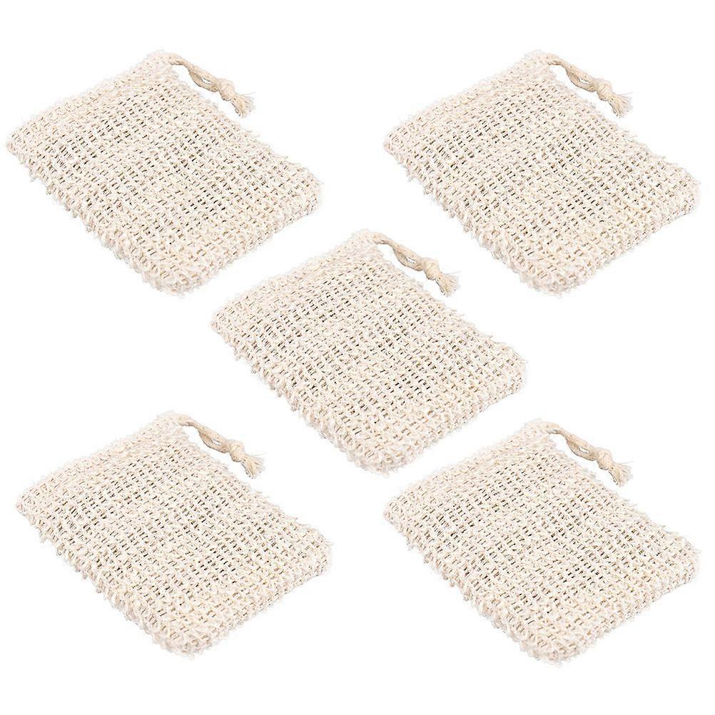 Light Yellow 5Pcs Soap Pouch For Bathroom Use Exfoliating Bath Pouch 13X9.5CM Designed For Skin Cleaning