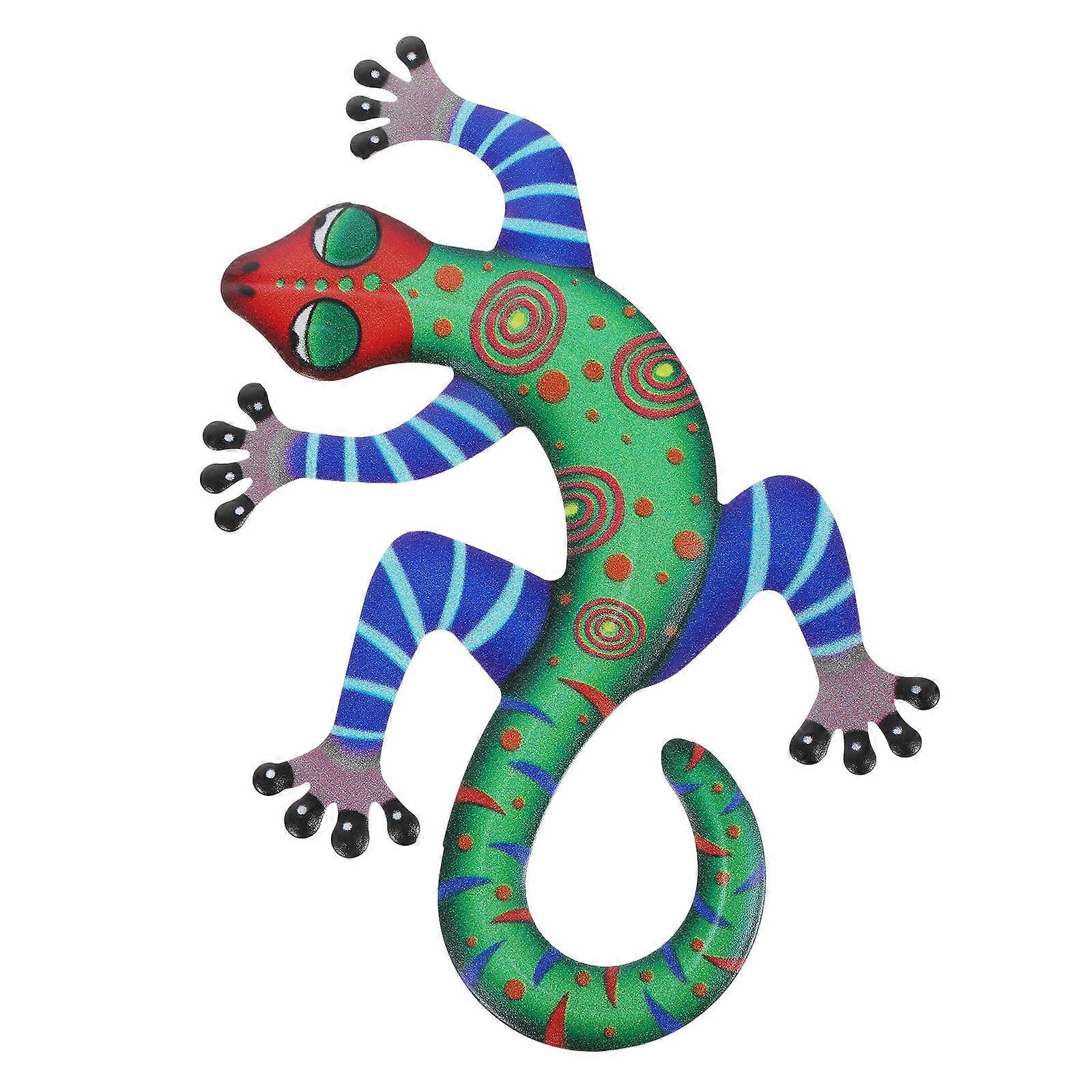 Gecko Figurine Wall Decoration For Shops And Malls With Artistic Touch In Green 1Set