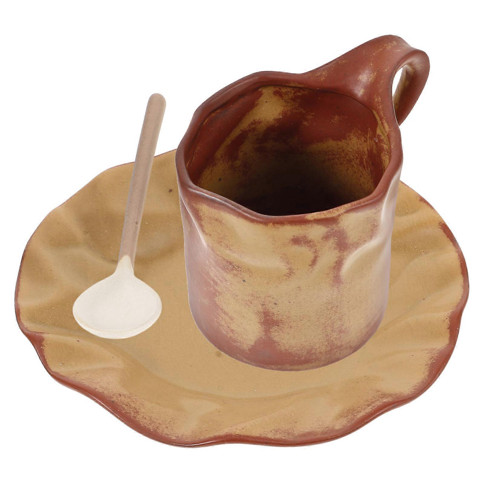 Ceramic Coffee Cup With Saucer For Cafe And Restaurant Elegant 1Set