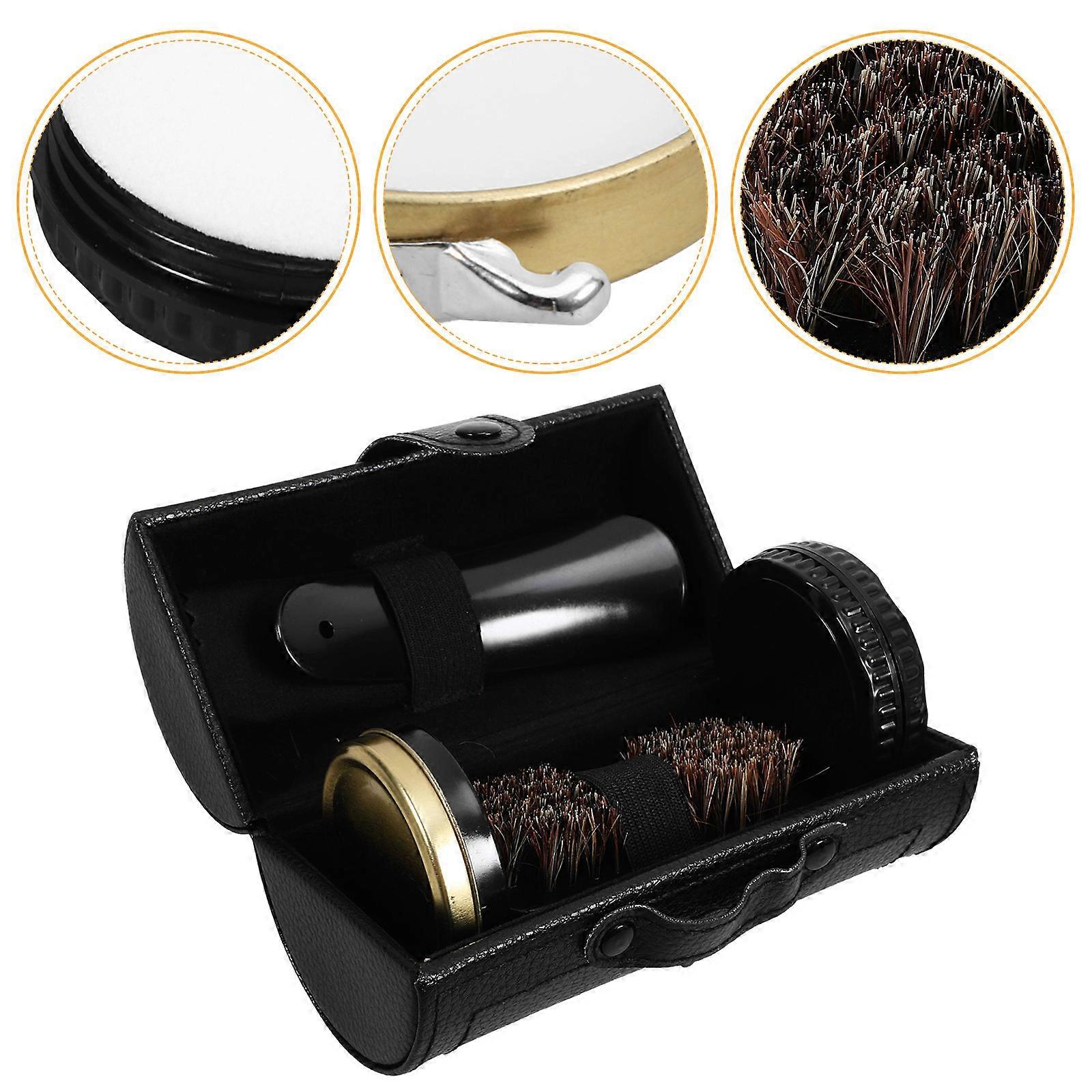 Shoe Care Set Compact Kit Durable and Practical for Men 6Pcs Black