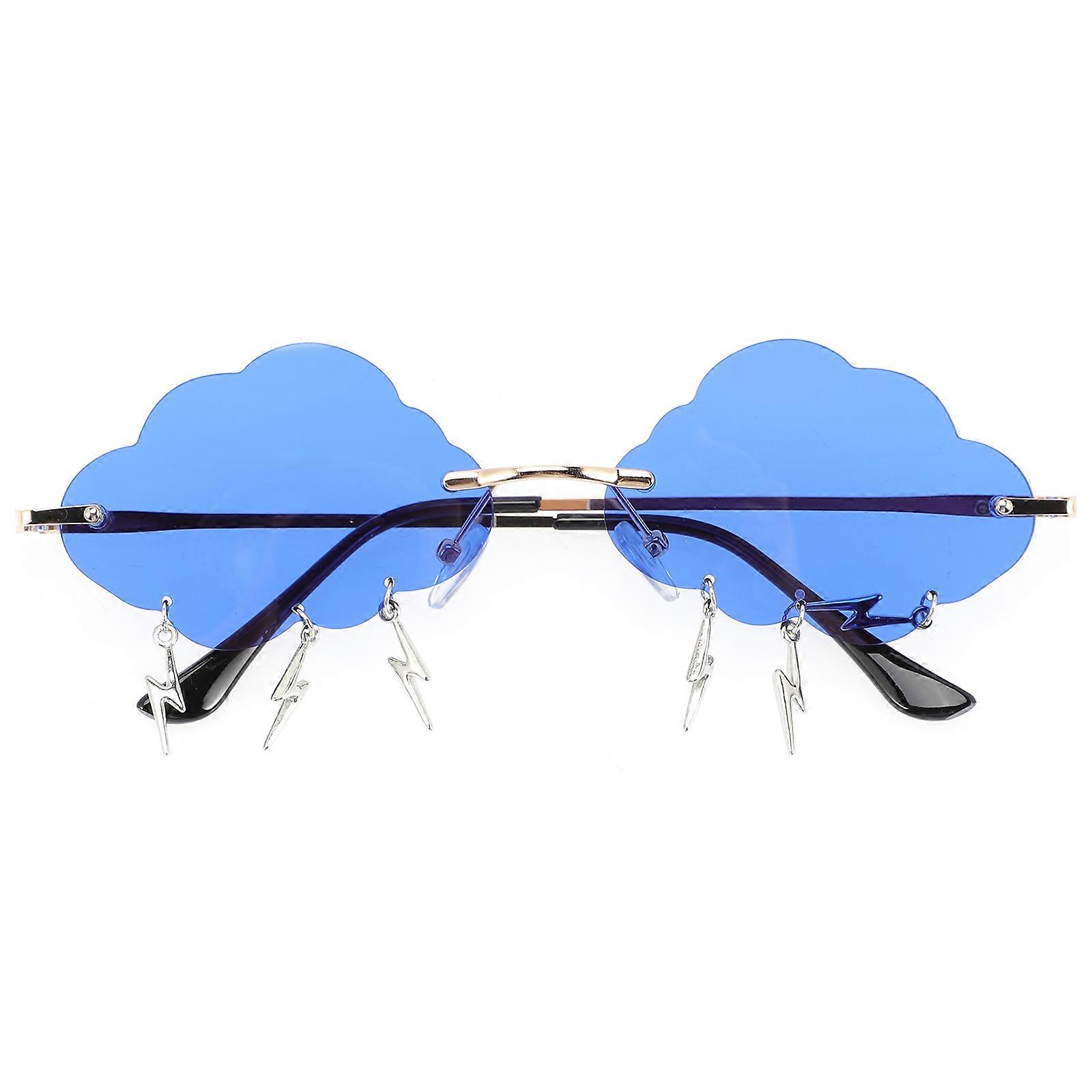 Dark Blue Clouds Shaped Rimless Sunglasses for Party with Durable PC Material and 1 Pair