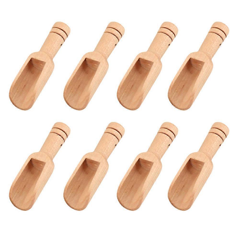 Wood Spoons 8Pcs Mini Wooden Spoons For Kitchen Use Khaki Design With Simple Shape