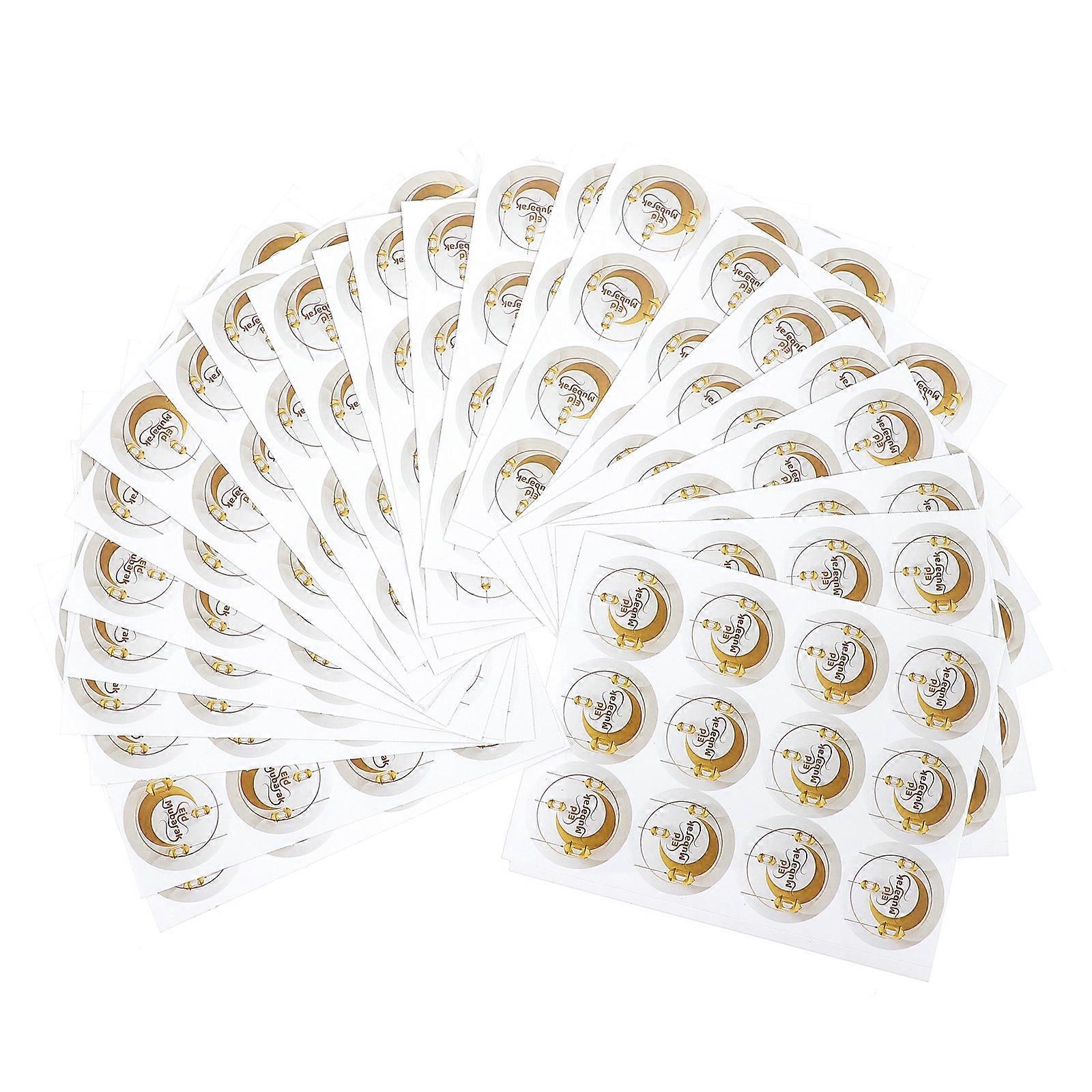 Circular Eid Mubarak Sticker Set 1 Set 24Pack Excellent For Gift Wrapping Paper And Candy Bag Decoration White