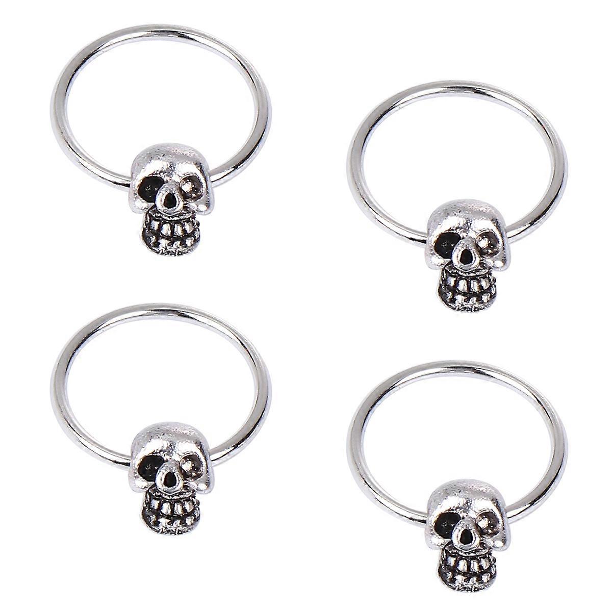 Eardrop Skull 4Pcs Silver Alloy Skeleton Eardrop Unique for Decoration