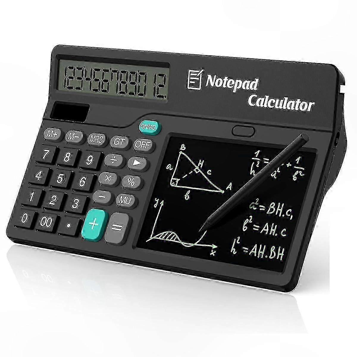 12-Digit LCD Display Calculator with Writing Tablet and Notepad Functionality for Office Use