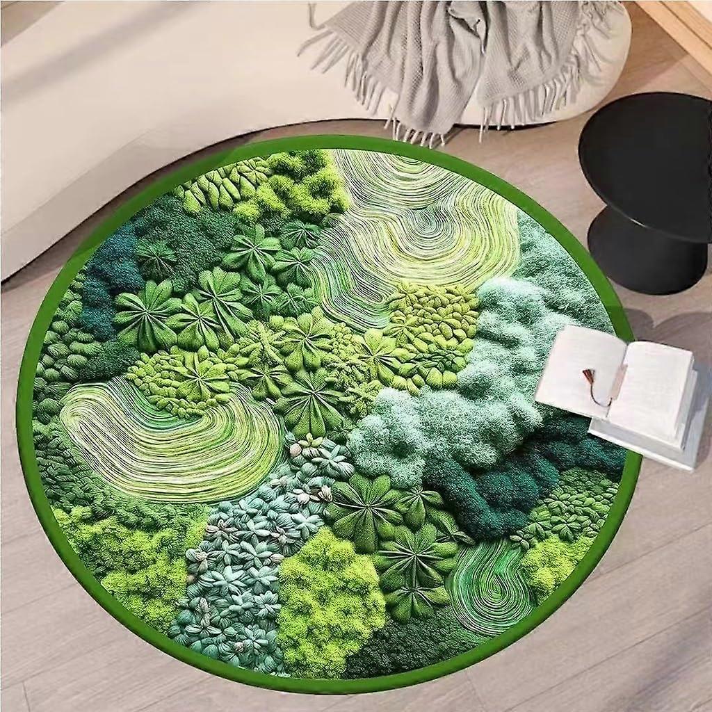 Round Greenery Moss Carpet Faux Cashmere Floor Mat NonSlip (Color: 4, Size: 140*140CM)