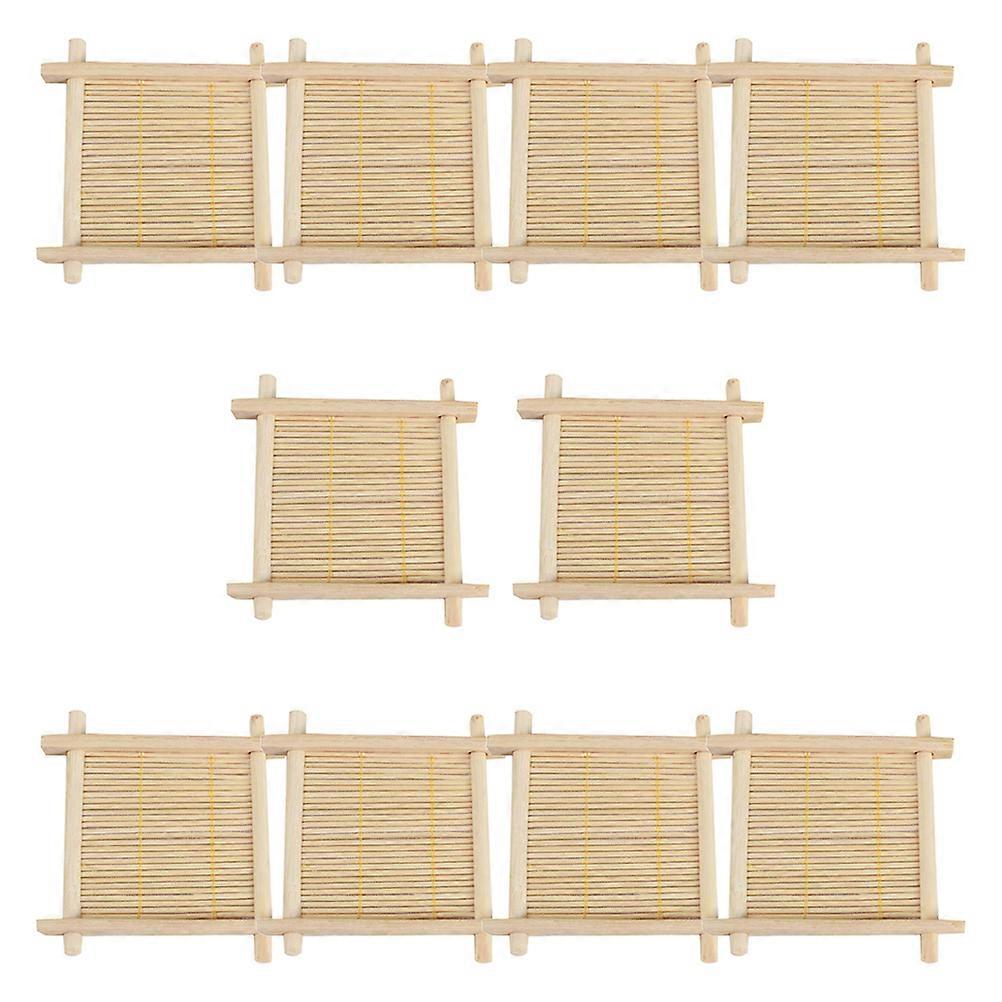 10Pcs Khaki Bamboo Style Coasters for Kitchen Use Protect Tableware Graceful Home Decor