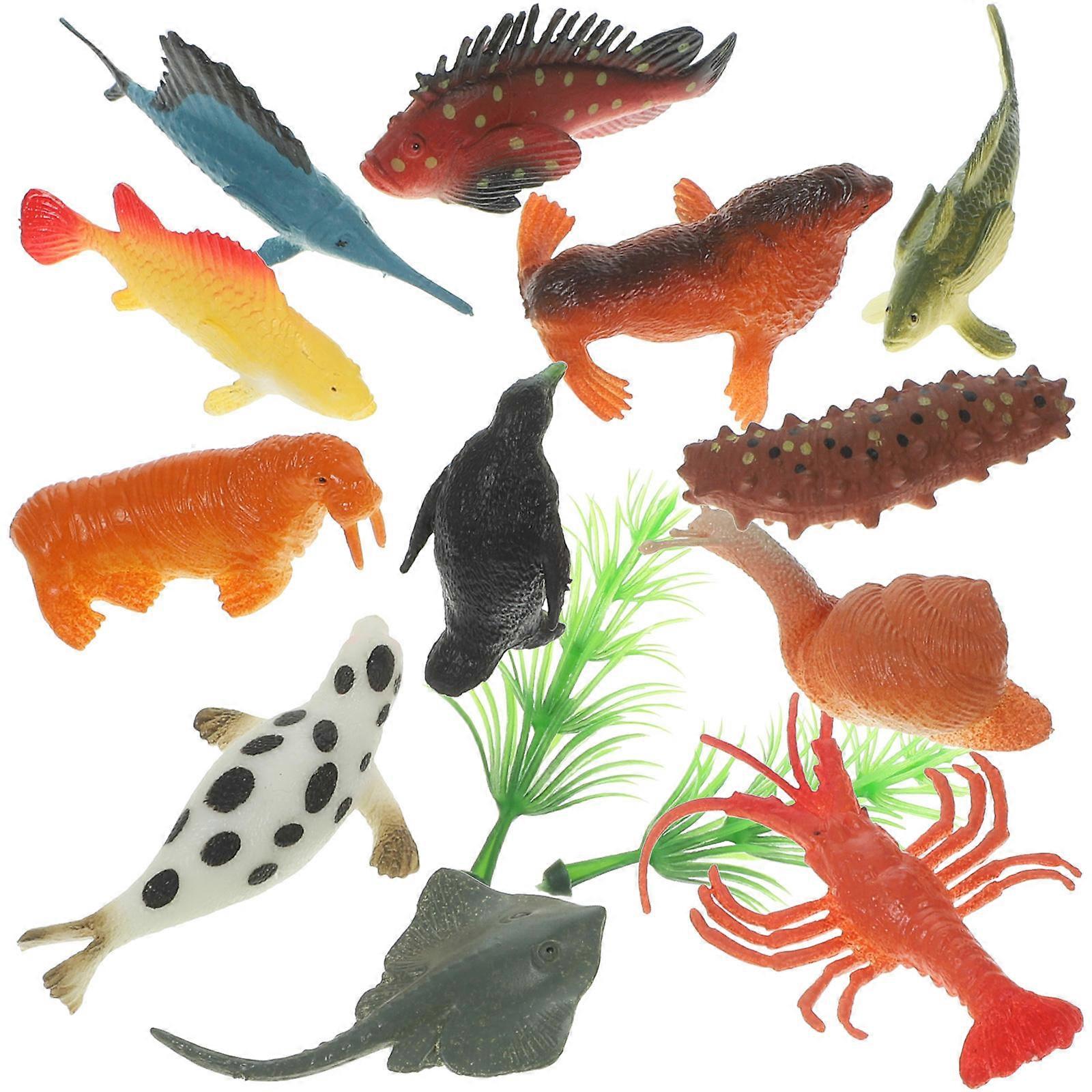 Assorted Color Realistic Ocean Animals Figures Set of 12 Small Plastic Toys for DIY Craft