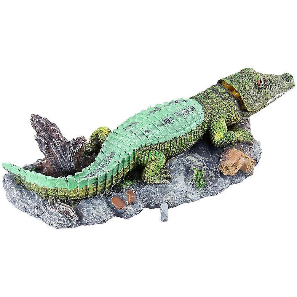 Multi Colored Fish Tank Decoration Crocodile Shape For Aquarium Enthusiasts 22.00X9.00X6.50CM Water Bubble Generator 1 Set