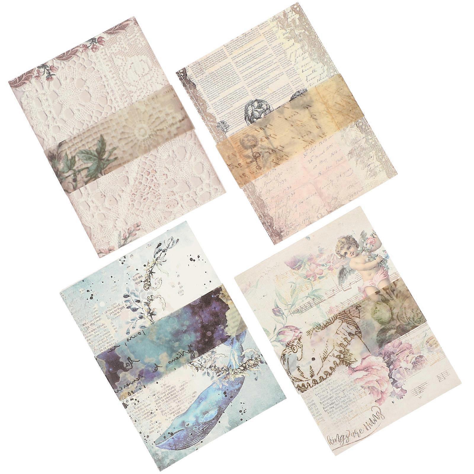 أوراق DIY الحرفية لتحسين المجلة ورقة نمط خمر غير باهت 4 مجموعات