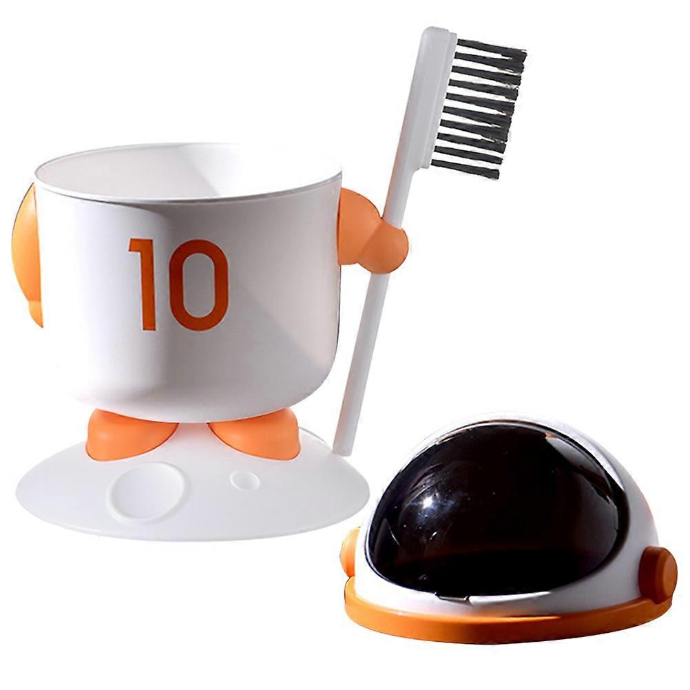 Cartoon Creative Trash Can with Brush 1 Set Desktop Astronaut Trash Bin Storage Bucket