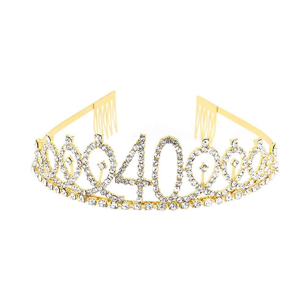 Couronne de strass doré avec peigne d’insertion en alliage pour la décoration Couronnes de nombre différent Disponible 40e anniversaire