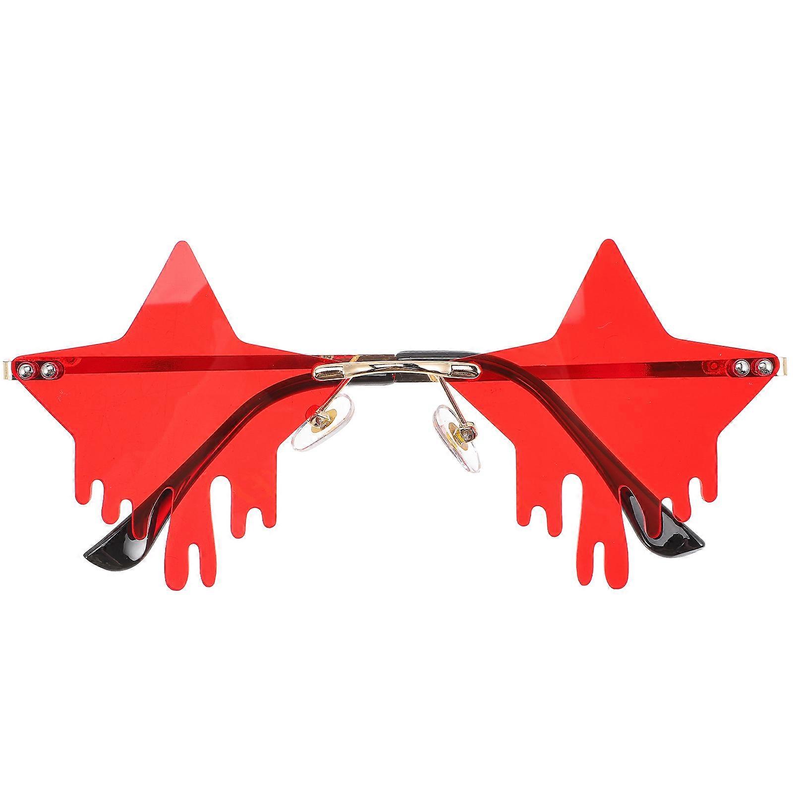 Rimless Sunglasses with Star Design for Parties and Beach Travel Red Color Lightweight and Durable 1 Pair