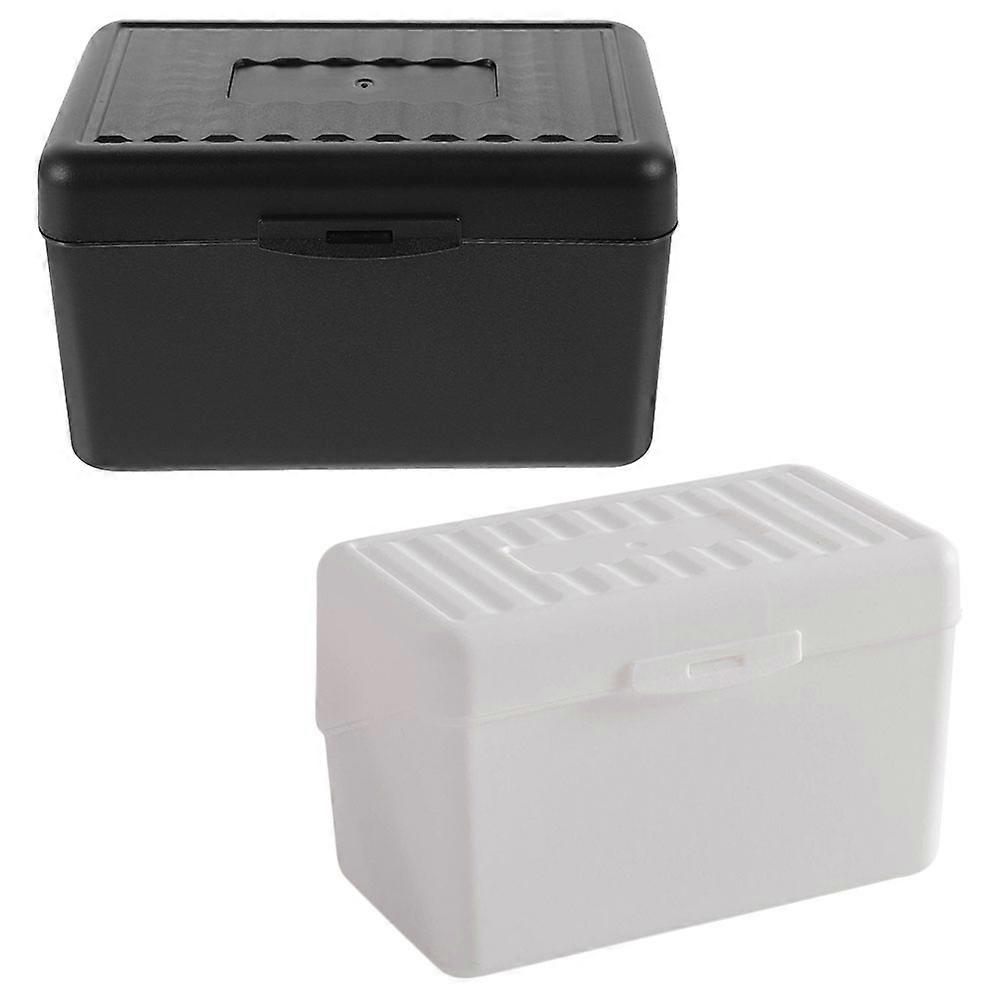 Index Card Holder 2pcs Portable Business Card Storage Box, PP Material, Sturdy & Convenient Organizer for Office, Home & Desk Use, Black & White