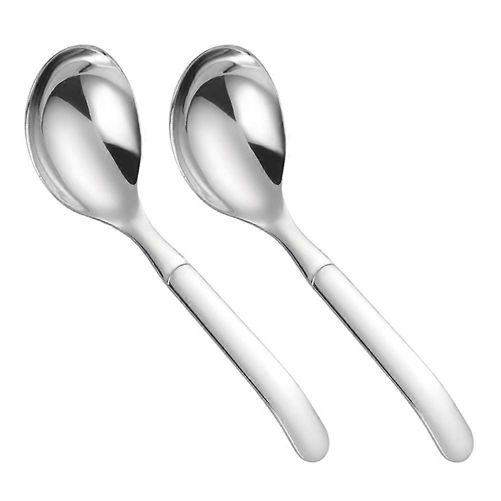 Elegant Design Round Soup Spoons For Serving Hot Pot Ramen And Desserts 2Pcs