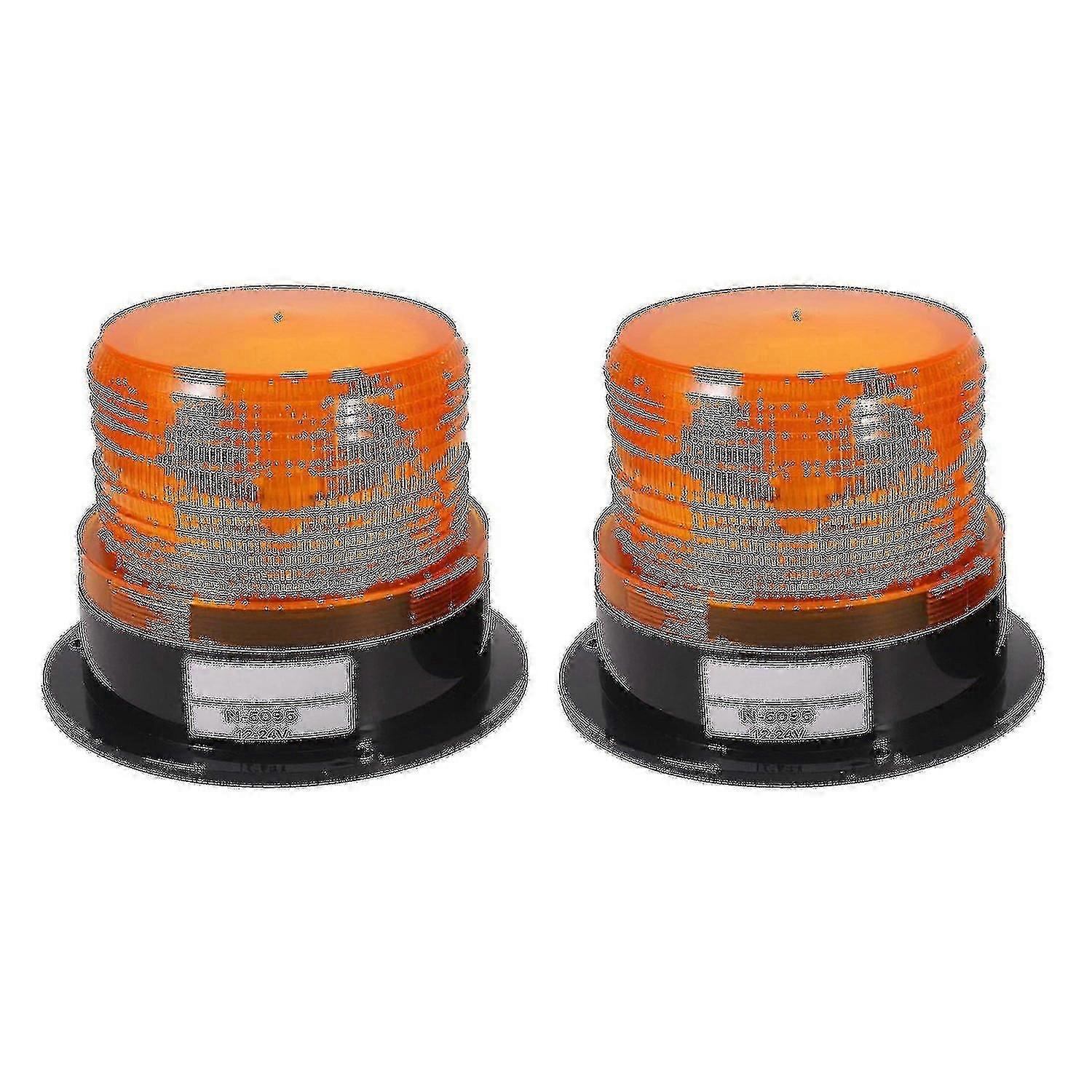 2 X Amber Led Beacon Strobe Emergency Flashing Light Warning Lamp Truck 12v 24v-FCY