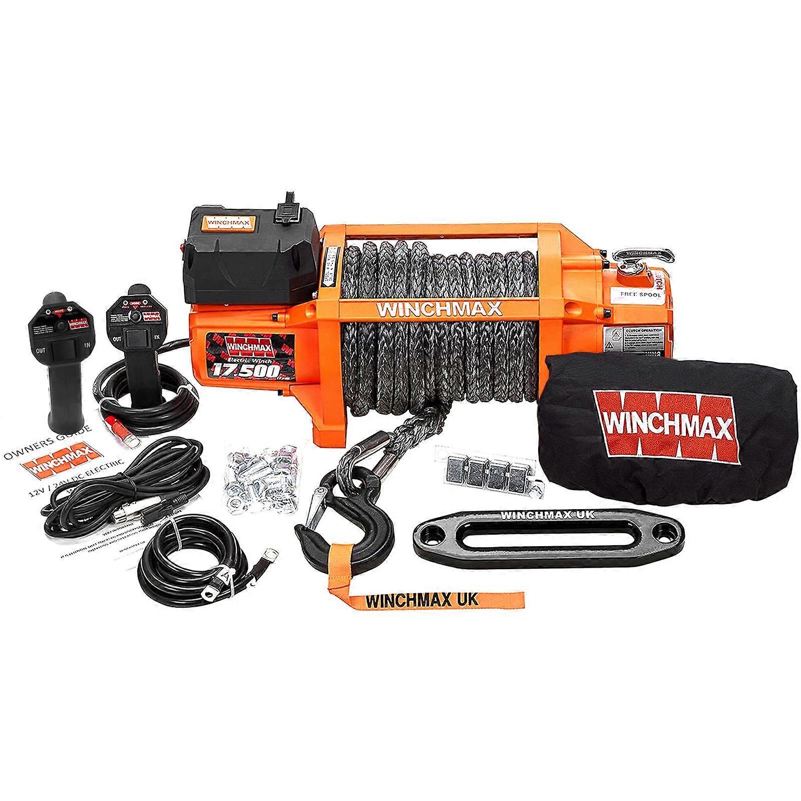 WINCHMAX 17500lb 'SL' 12V Winde. 26m x 13mm Dyneema Seil. Wettkampfhaken. Fernbedienungen.