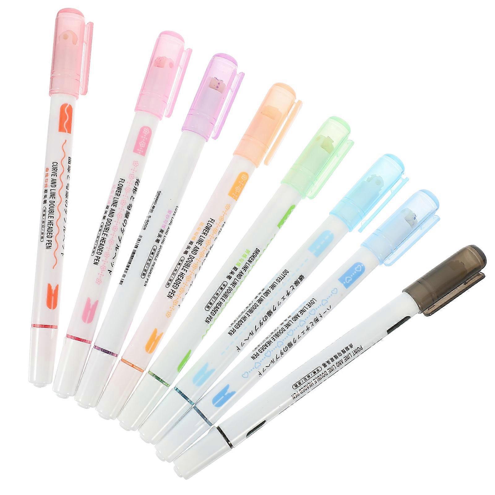 Color Pens for Note Taking Colored Curve Pens for Kids Crafts Plastic Multi Color Quick Drying Ink 8Pcs