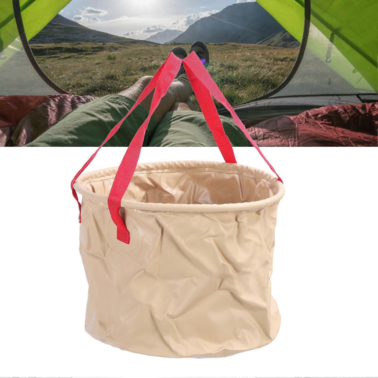 20L Beige Folding Bucket Container Lightweight PVC Mesh Cloth