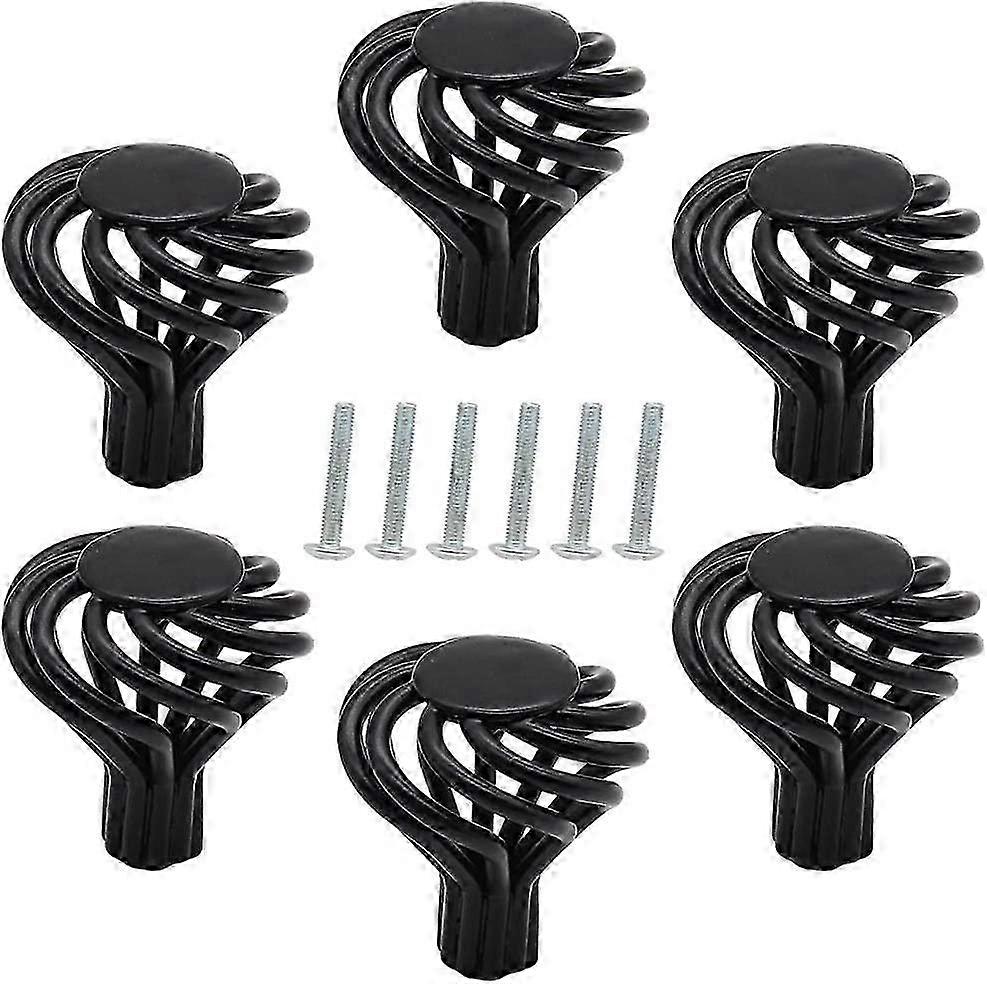 6pcs cabinet knobs, hollow spiral drawer pull vintage birdcage kitchen pulls knobs