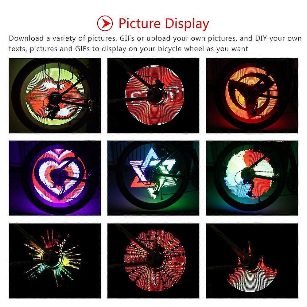 64 LEDs Bicycle Wheel Lights High Resolution Bike Spoke Wheel Light Programmable Motor RGB Display Rechargeable Bicycle Wheel Hub Lamp