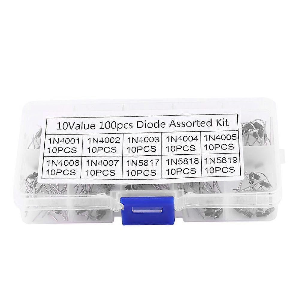 100pcs 10Values Rectifier Diode Assortment Electronic Kit 1N4001~1N4007 1N5817~1N5819 With Box